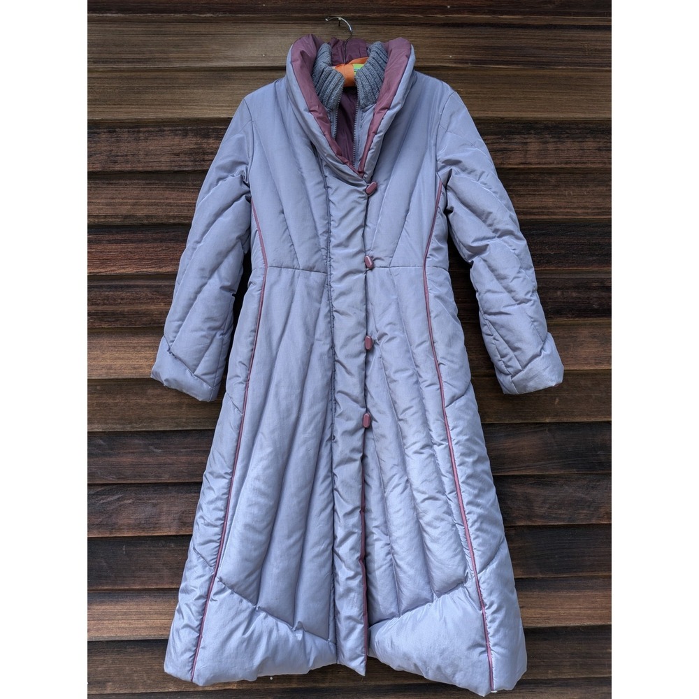 Vintage 80s J.Gallery Down Puffer Princess Coat Long Asymmetric Fit Flare Small